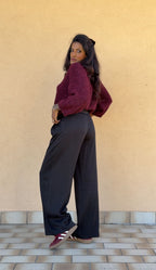 Pantalone Nero con Risvolto e Pinces