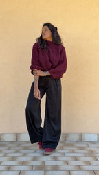 Pantalone Nero con Risvolto e Pinces