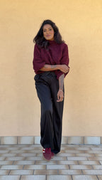 Pantalone Nero con Risvolto e Pinces