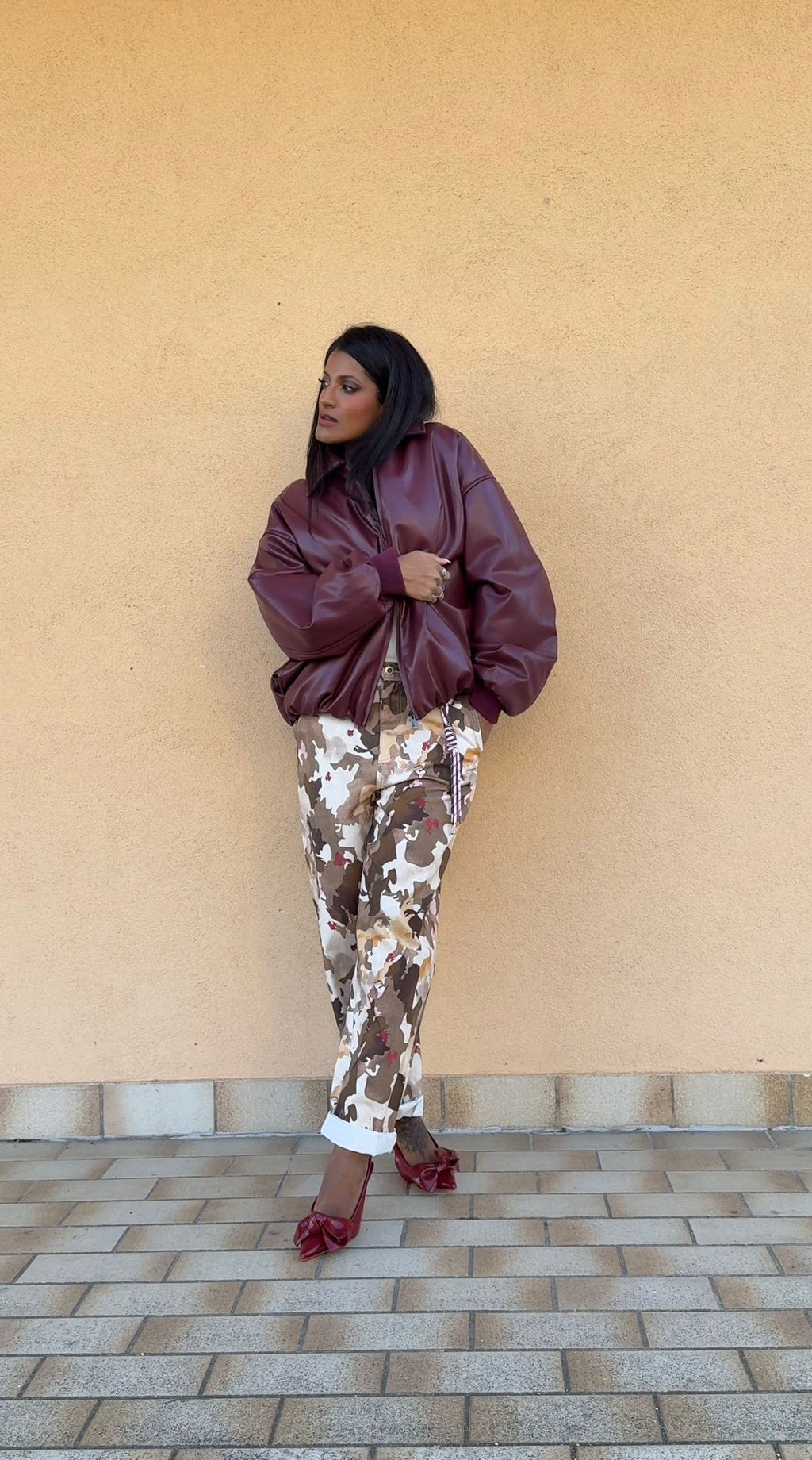 Giubbotto Burgundy Oversize con Zip