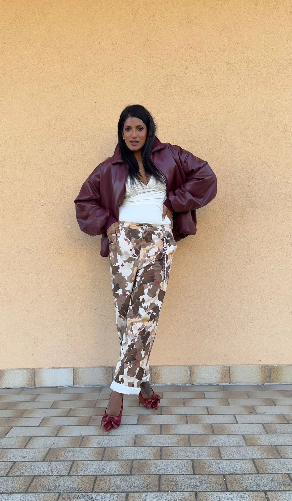 Giubbotto Burgundy Oversize con Zip