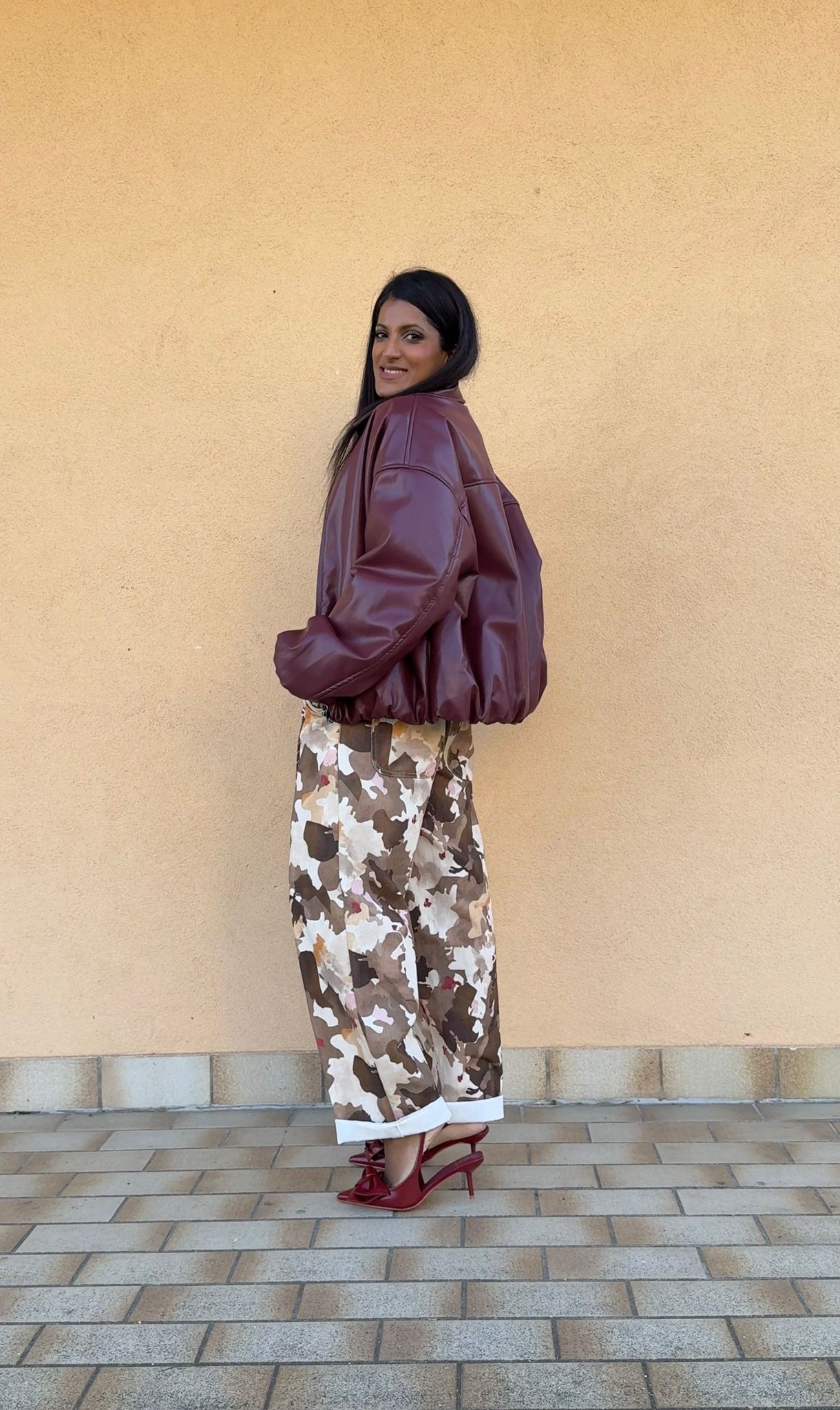 Giubbotto Burgundy Oversize con Zip