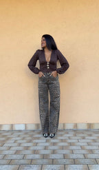 Jeans Morbido Maculato Vita Alta