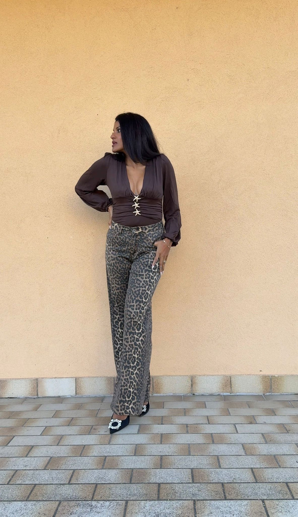 Jeans Morbido Maculato Vita Alta